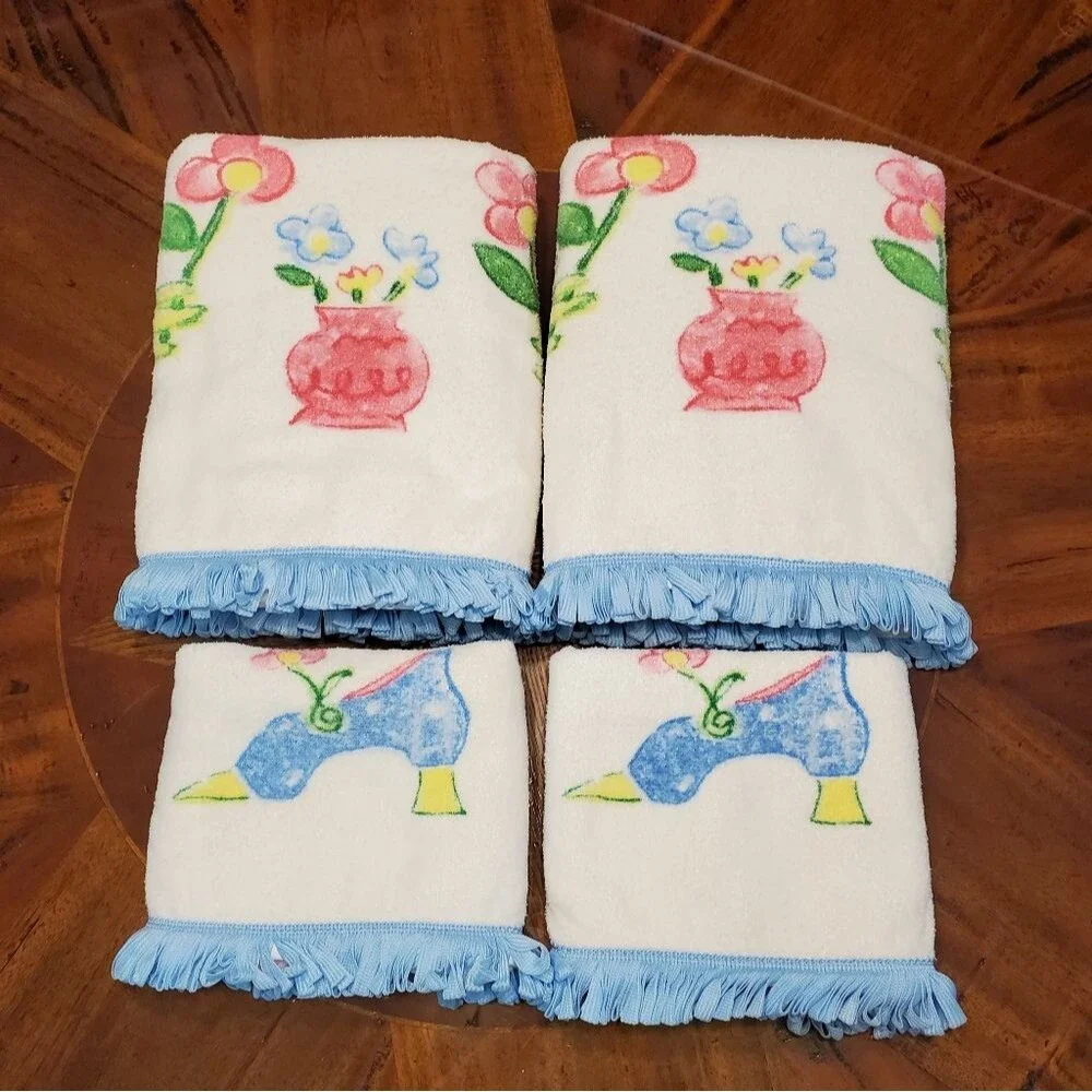 Whimsical Garden and Shoe Bath Towel Set